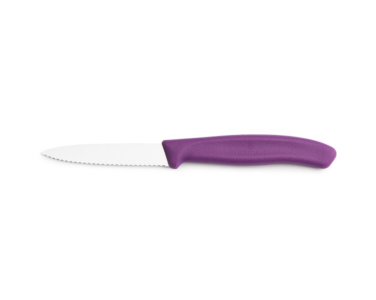 Nóż do warzyw i owoców Victorinox 6.7635.C1 - 8 cm prosty ząbkowany fioletowy