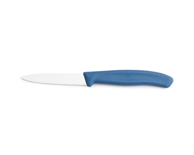 Nóż do warzyw i owoców Victorinox 6.7632.C1 - 8 cm prosty ząbkowany niebieski