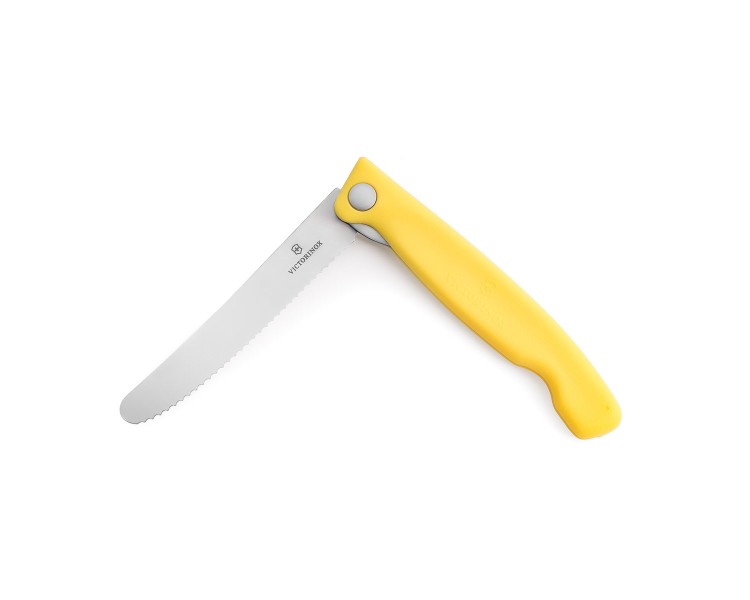 Nóż do warzyw składany Victorinox 6.7838.FC1 - 11 cm z ząbkami żółty