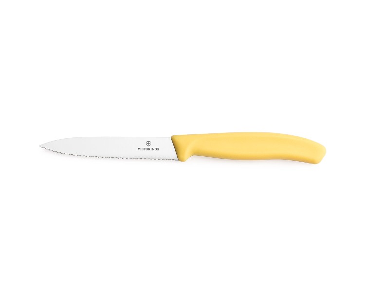 Nóż do warzyw i owoców Victorinox 6.7738.C1 - 10 cm żółty z ząbkowanym ostrzem