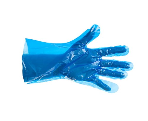 Rękawice foliowe jednorazowe długie 38 cm niebieskie 100 szt