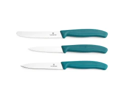 Zestaw 3 noży kuchennych Victorinox 6.7114.34C1  - turkusowy