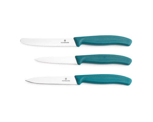 Zestaw 3 noży kuchennych Victorinox 6.7114.34C1 - turkusowy