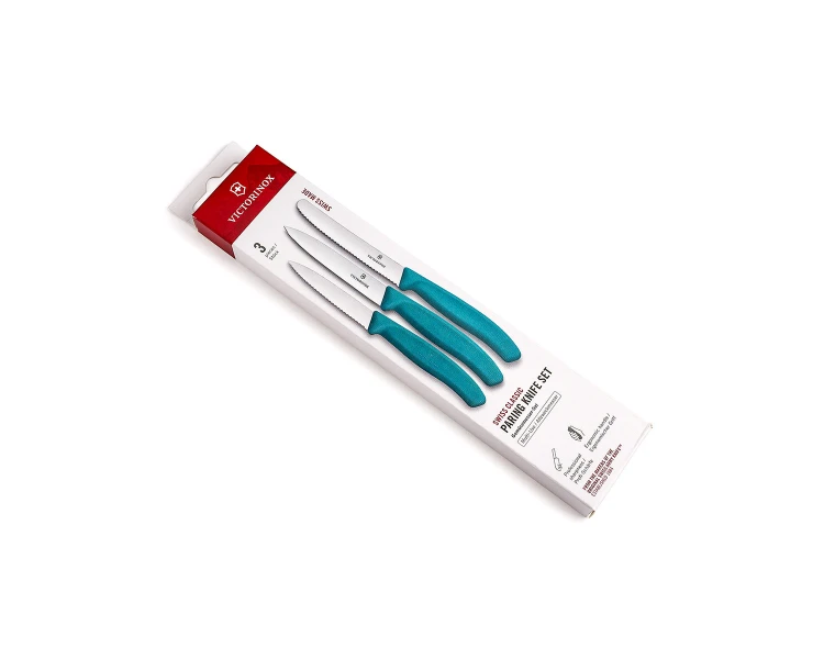 Zestaw 3 noży kuchennych Victorinox 6.7114.34C1 - turkusowy