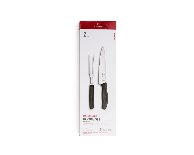 Zestaw noża kuchennego z widelcem Victorinox 6.7133.2G czarny