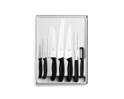 Zestaw 6 noży kuchennych, widelca i obieraczki Victorinox 6.7133.71G czarny 
