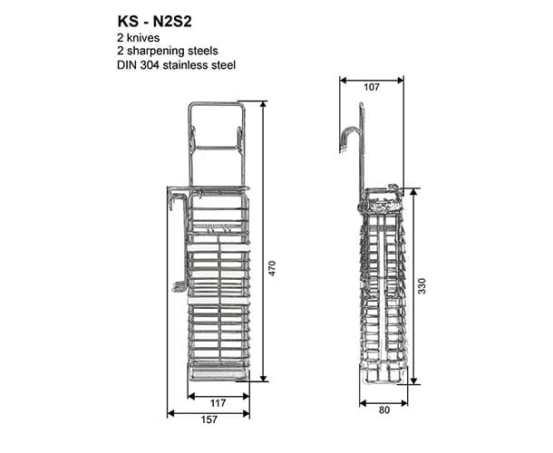 Kosz na 2 noże i 2 stalki KS-N2S2